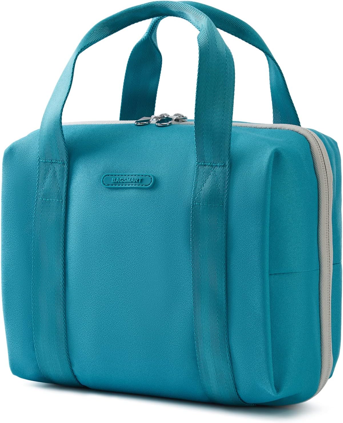 BAGSMART Toiletry Bag Hanging Travel Organizer with TSA Approved Transparent Cosmetic Bag and Detachable Makeup Pouch For Full Sized Toiletries (Teal)