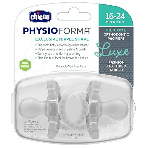 Miniatura 9 de Chicco PhysioForma Luxe - Chupete de silicona de una pieza para bebés de 16 a 24 meses, escudo texturizado de moda, sin BPA y látex, estuche