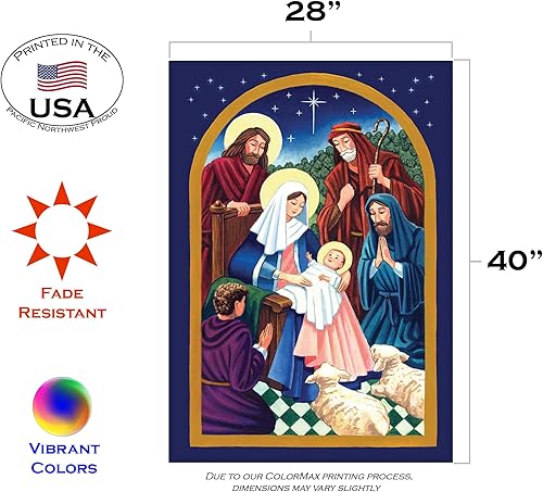Miniatura 2 de Toland Home Garden 101242 Bandera de Navidad de noche de Natividad de 28 x 40 pulgadas, bandera de Navidad de doble cara para jardín de casa al aire