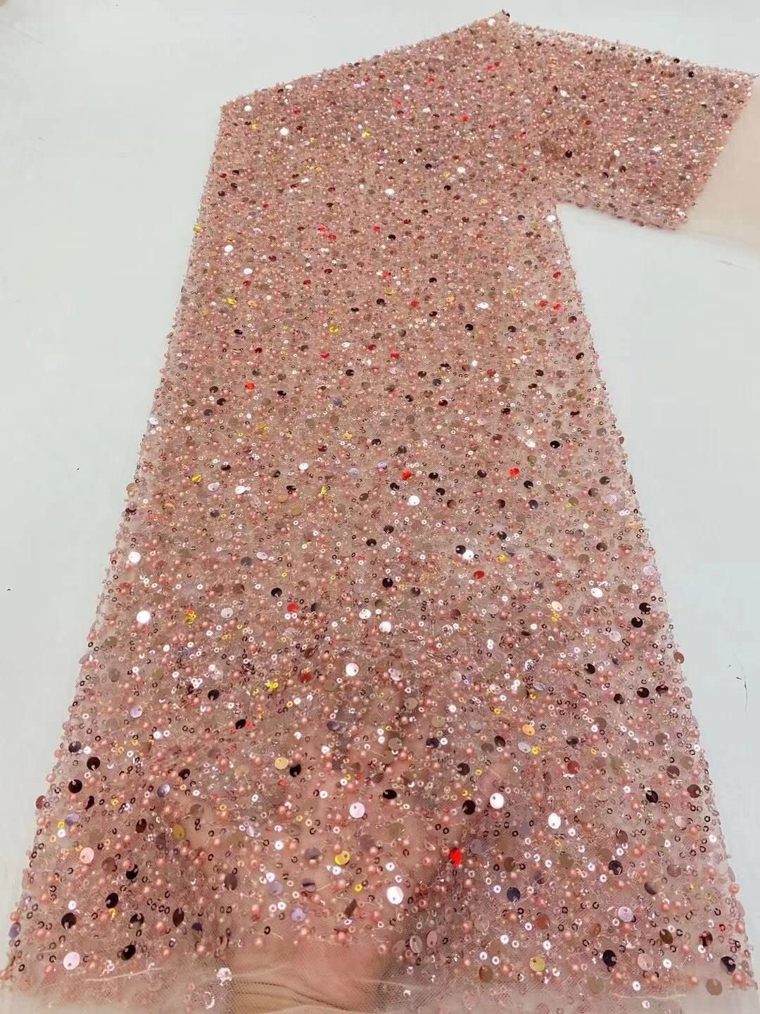 DUnLap Nastro di Pizzo Tessuto di Pizzo di Paillettes Argento Pesante con Paillettes for Perline for Abito da Sposa Abito da Sera di Lusso in Pizzo Francese Bordo in Pizzo