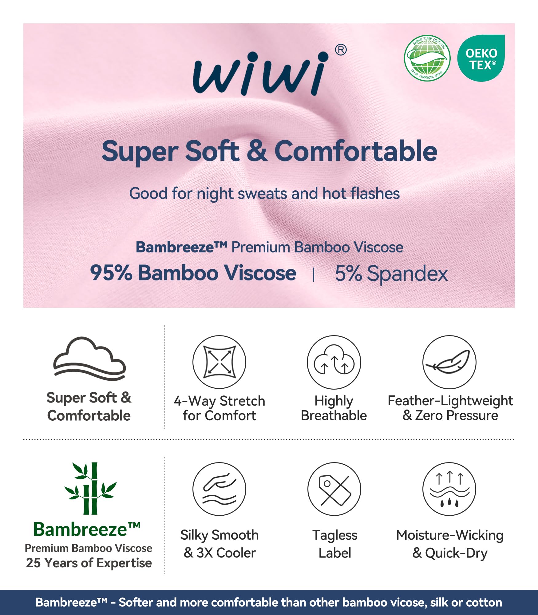 WiWi Ropa interior suave para mujer, conjuntos de pantalones largos térmicos, capa base súper cálida, conjunto de pijama de viscosa de bambú S-3X