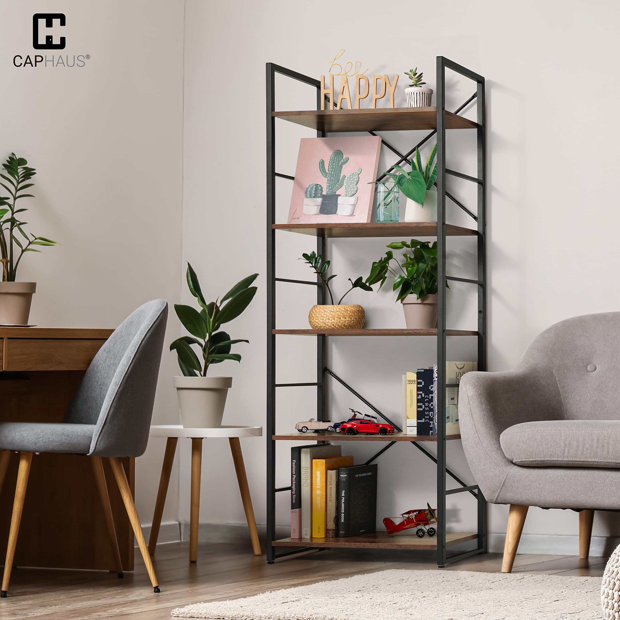 CAPHAUS Libreria a 4 ripiani, larghezza 61 cm, scaffale autoportante