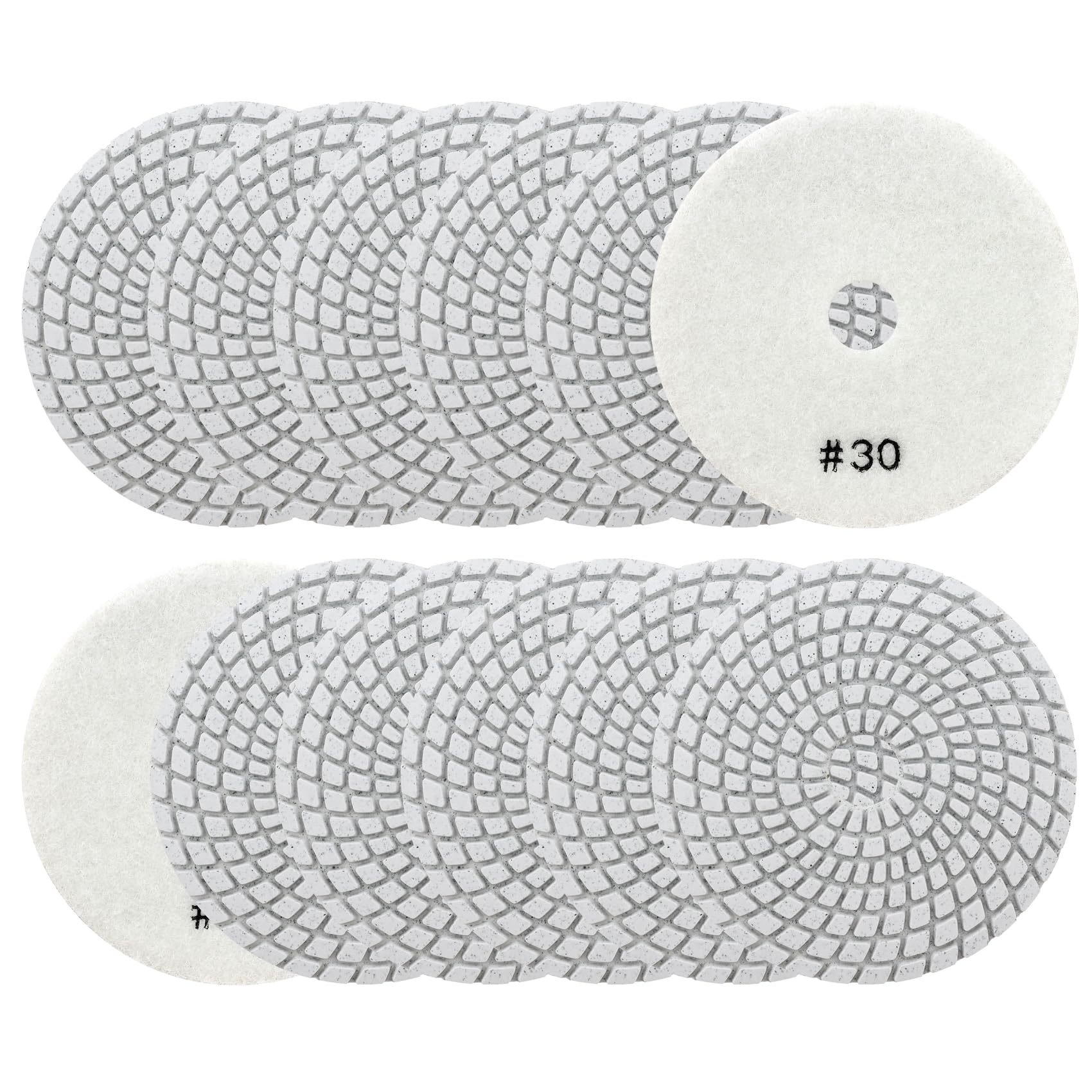 Diamant Polierpads Körnung 30-12 Stücke Nass Polierscheiben 100mm für Granit Marmor Quarz Kunststein, für Winkelschleifer