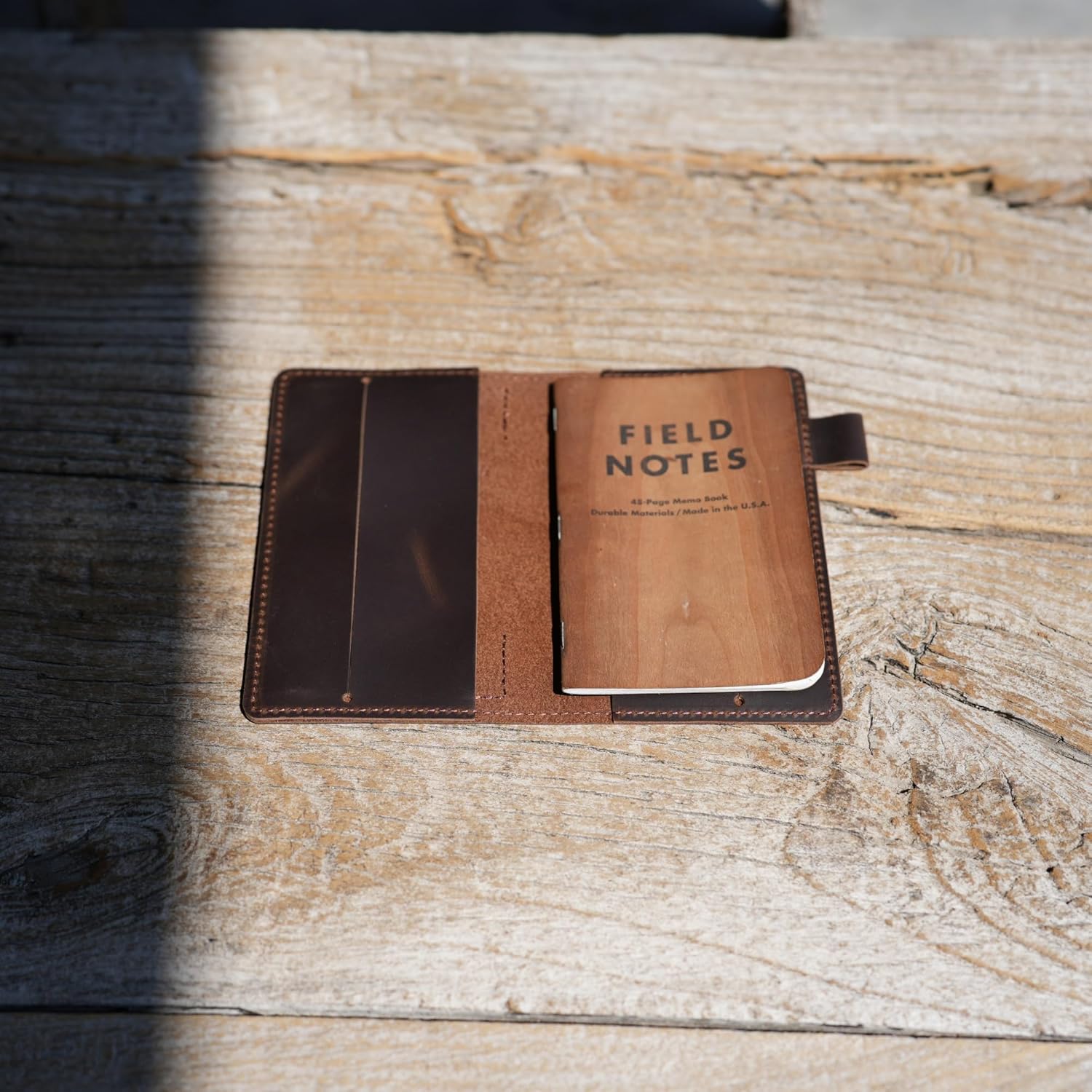 JJNUSA Distressed Genuine Leather Notebook Notepad Cover for Field Notes with travel Index Cards 3" x 5" fieldnotes Cover (darkbrown)