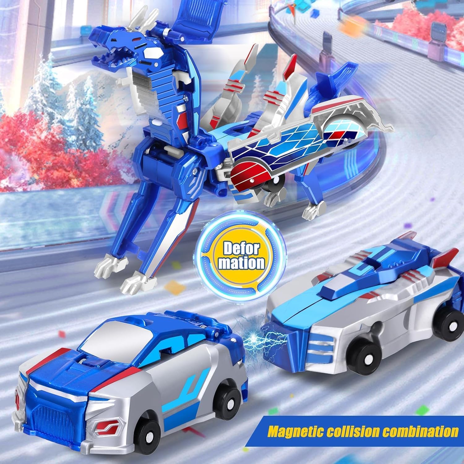 The Ultimate Unicorn car Toy！Two Children's car Robots Collide with Magnetic Transformation to Make The Mysterious Game of Unicorn Robots！Best Gift for Your Child's Birthday！