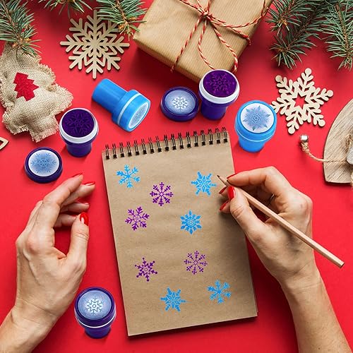 Miniatura 4 de 60 sellos de nieve de invierno de goma congelados para niños, varios colores, para hacer tarjetas, regalos de fiesta de Frozen (azul oscuro, azul