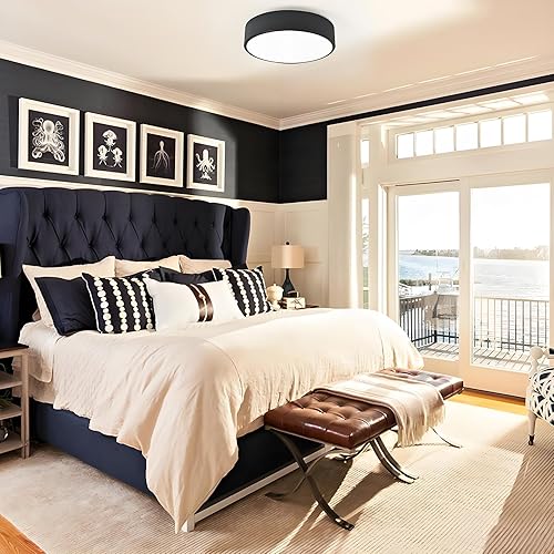 Miniatura 4 de Moderna lámpara de techo negra empotrada, 2 luces, lámpara de techo redonda, lámpara de techo minimalista, lámpara de iluminación acrílica para