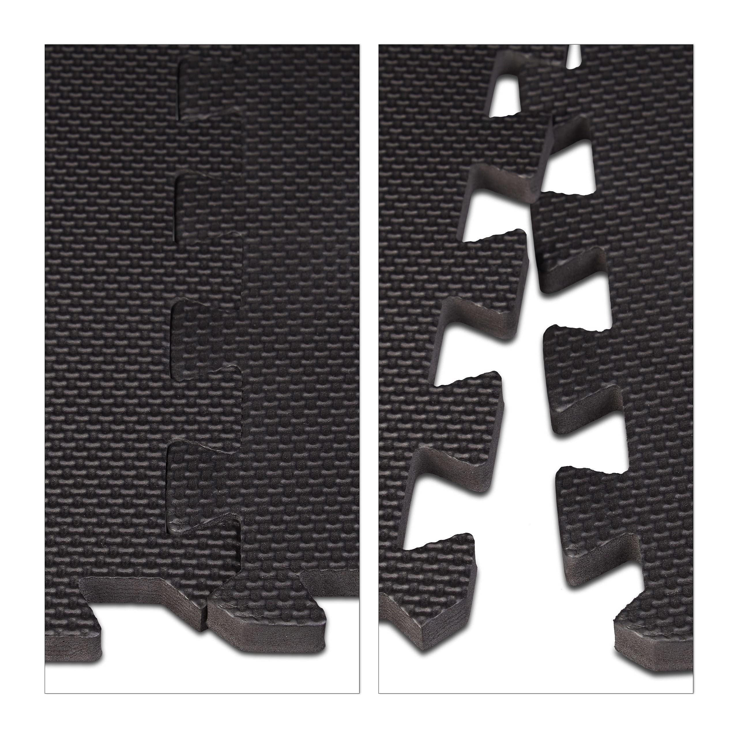 48 tappetini protettivi per pavimento, 30 x 30 cm, 4,3 m², espandibili, ammortizzanti, per attrezzature da fitness, spessore 1 cm, nero