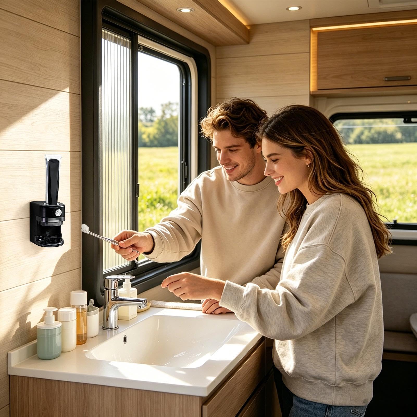 Dispensador Automático para Pasta Accesorio baño montado en la pared | Dispensador Automático de Pasta y Soporte para Cepillo Para hogar, interior, baño, hotel y dormitorio