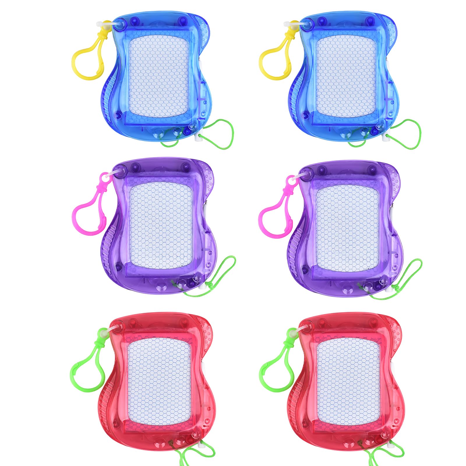 6 Mini Magnetic Drawing Boards for Kids, Etch a Sketch Style Doodle Boards, Backpack Keychain Clip Drawing Boards, Portable Toys for Creative Play, Classroom Activities and Party Favors