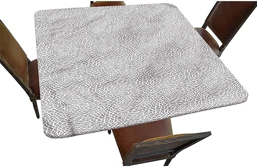Mantel cuadrado decorativo gris con bordes elásticos, estilo piel de animal, fauna de la selva, poliéster, para interiores y exteriores, para