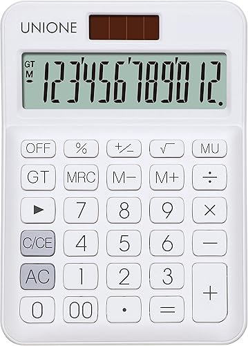 Miniatura 13 de UNIONE Calculadora Panda con LCD brillante, escritorio portátil de doble alimentación. Color. Negocios, oficina, escuela secundaria... (beige)