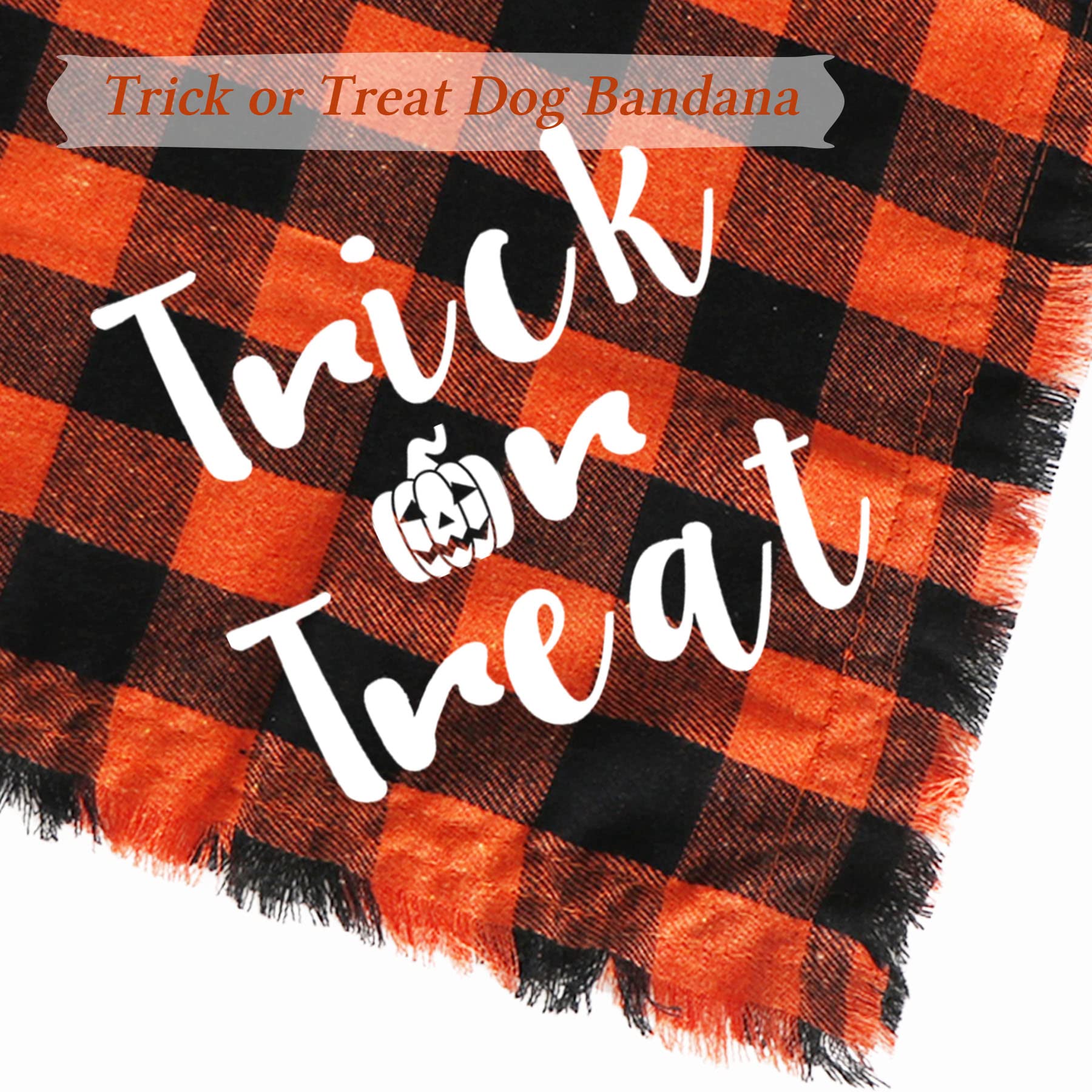 2 Halloween Hundehalstücher Mit Quasten – Karomuster, Baumwolle, Für Kleine Bis Große Hunde (bis 50 Cm Halsumfang)