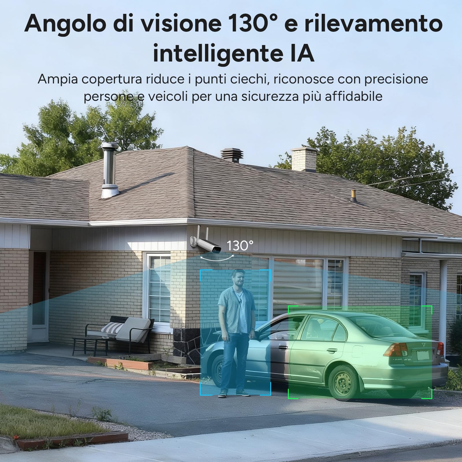 WOOX Telecamera di Sorveglianza 4G LTE Esterna senza WiFi, Telecamera Solare Esterna 2K Senza Fili senza WiFi, con Visione Notturna a Colori, Grande Angolo 130°, Rilevamento AI, Locale e Cloud