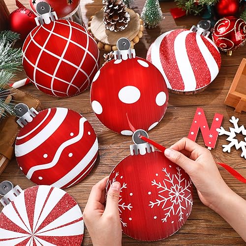 Miniatura 6 de 24 piezas de decoraciones navideñas para exteriores, adornos colgantes de Navidad para patio, decoración de césped de doble cara para fiesta de