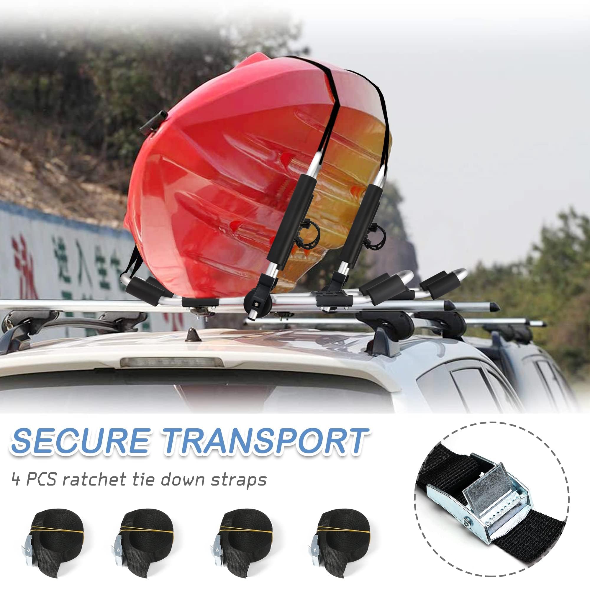 Canoe Accessories VEVOR Kayak Roof Rack Pairs J-Bar, Soft Roof