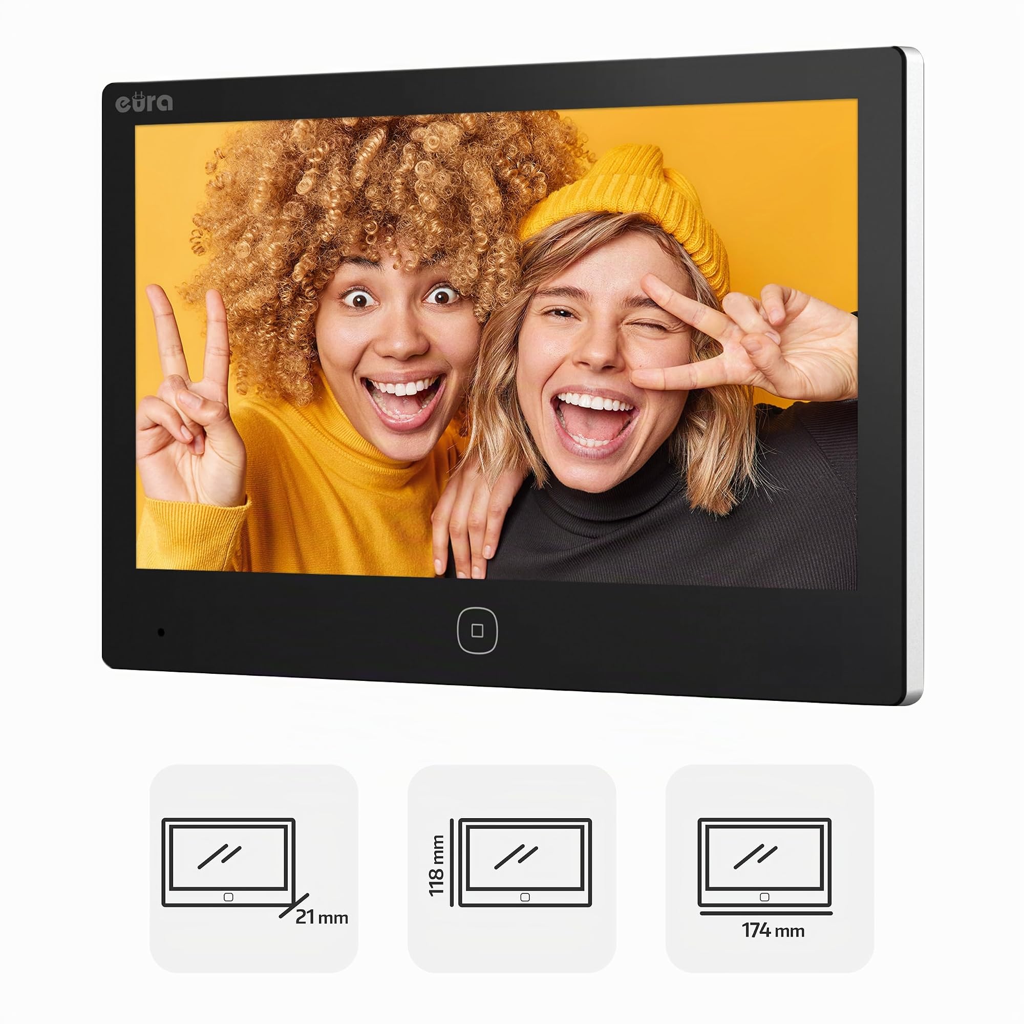 Eura VDP-45A3-2TY VDP-49A3-2TY TUYA Videocitofono WiFi, AHD, RFID, monitor a colori da 7 pollici, doppio filo, nero