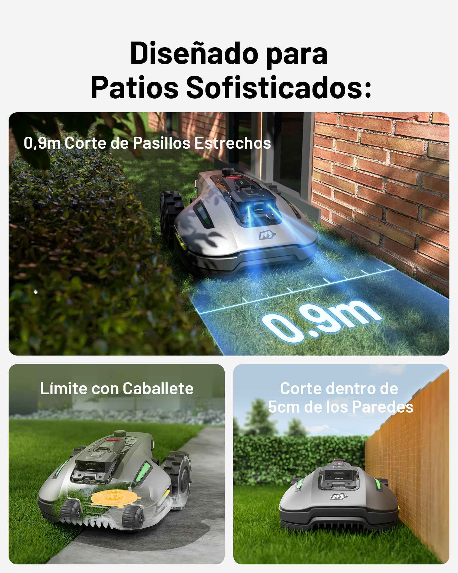 MAMMOTION YUKA Mini 700 Robot Cortacésped Perimetral sin Cables, Recomendado 700m², MAX. 1100m², Auto Mapping Visión 3D AI, 50% Pendiente, 5 Cuchillas Pivotantes, con Módulo 4G