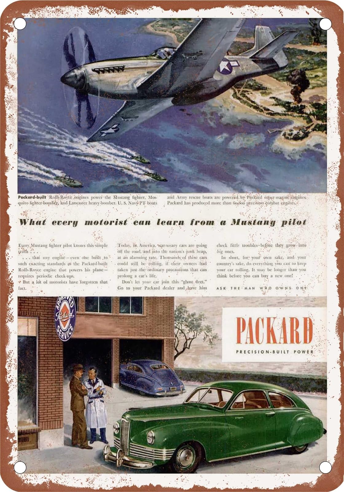 METAL SIGN - 1942-45 Packard Vintage Ad 03 - Old Retro Rusty Look home decor