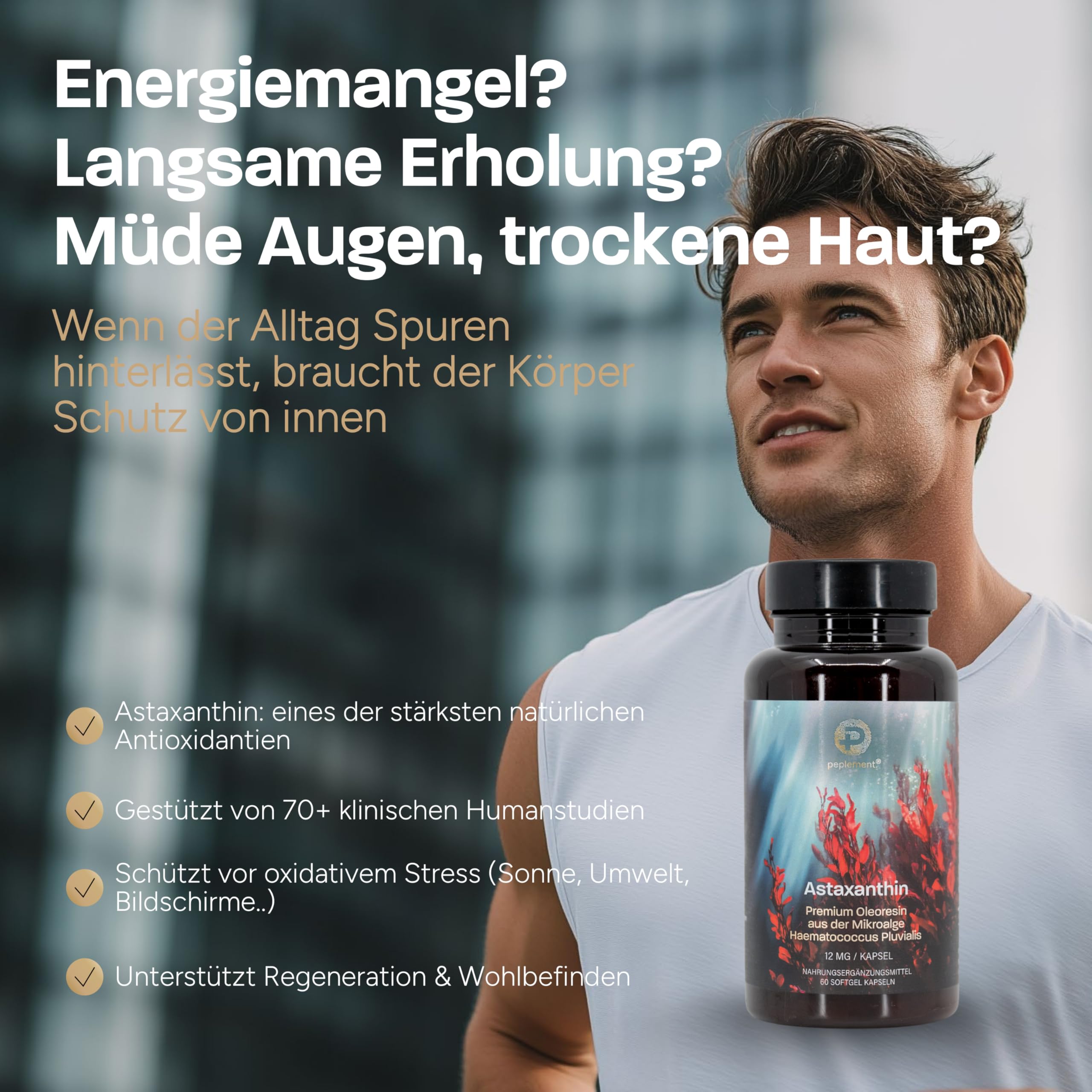 Astaxanthin Hochdosiert – Astaxanthin 12 mg Premium Oleoresin pro Kapsel | 60 Softgels aus Haematococcus Pluvialis | Vegan, Glutenfrei, Frei von Gentechnik | Hochdosiert & Natürlich
