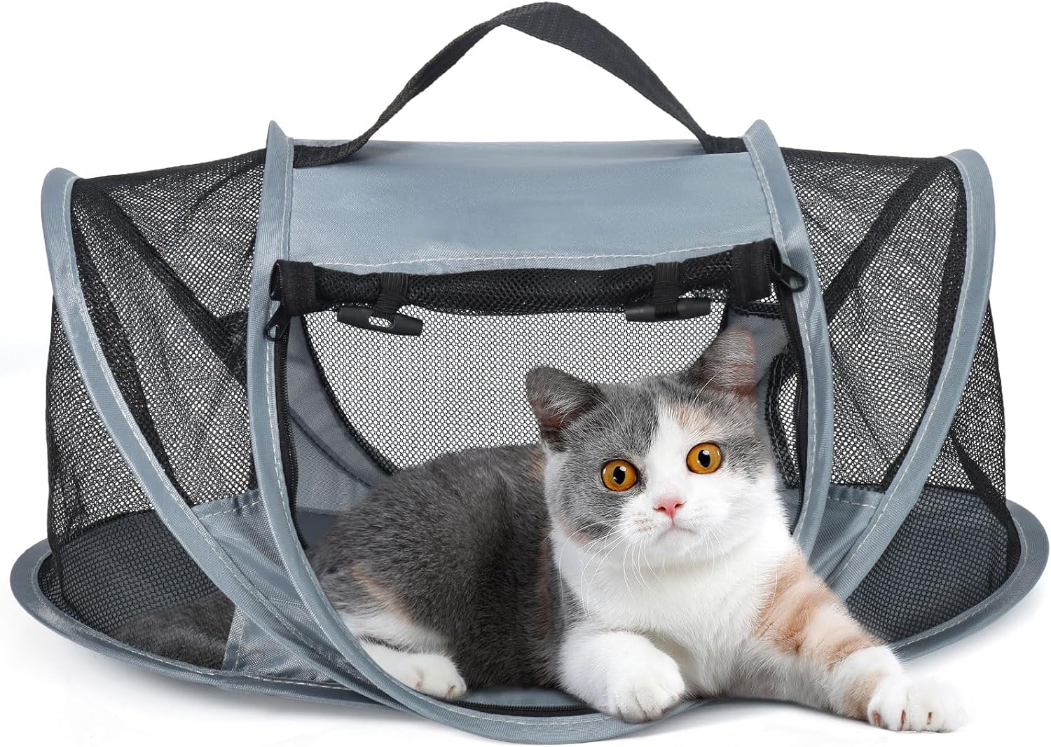Portable Cat Carrier for Travel, Stress-Free Cat Travel Carrier for Small Pet, Foldable Hamster Carrier with Breathable Mesh, Comfortable Pet Carrier for Hamster Guinea Pig Bunny Indoor Outdoor Uses