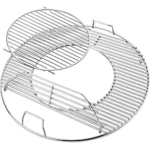 Hinged Cooking Grate Replacement for Weber 8835, Compatible with 22.5 Inch Charcoal Kettle Grill,One-Touch Silver, Bar-B-Kettle, Master-Touch, Performer, 21.5" Gourmet BBQ System, Equipped with Handle