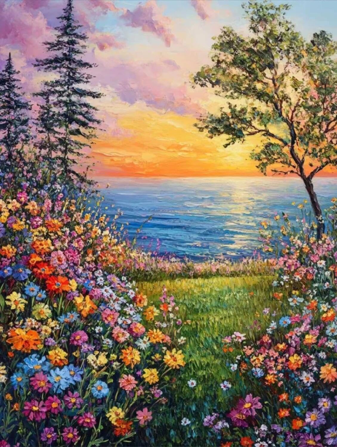 Rqwybcaxn Embroidery Beads Kit Flowers by the Lake 40x50cm