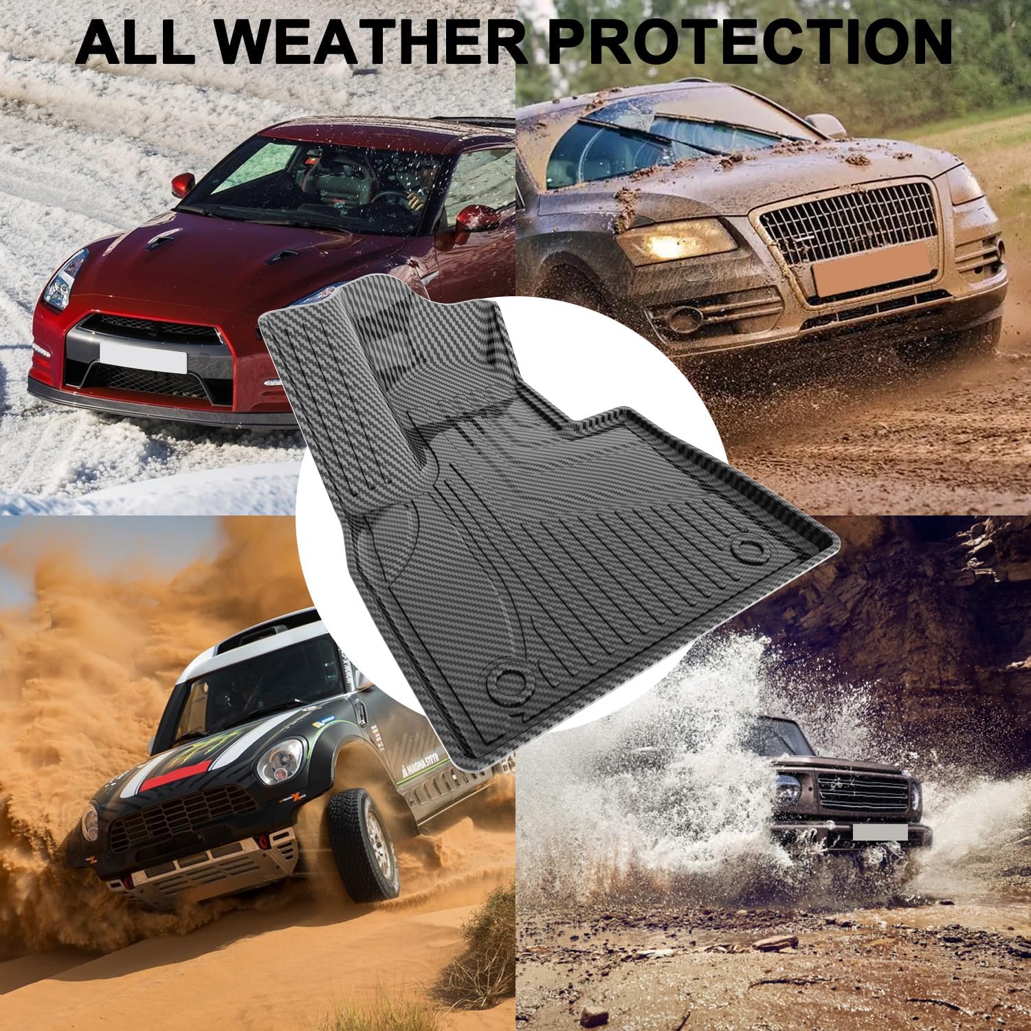Floor Mats Compatible with 2020-2024 Ford Explorer 6 Passenger, Carbon Fiber Floor Liners Custom Fit Explorer Accessories All-Weather Protection Anti-Slip Full Set only 1st & 2nd Row