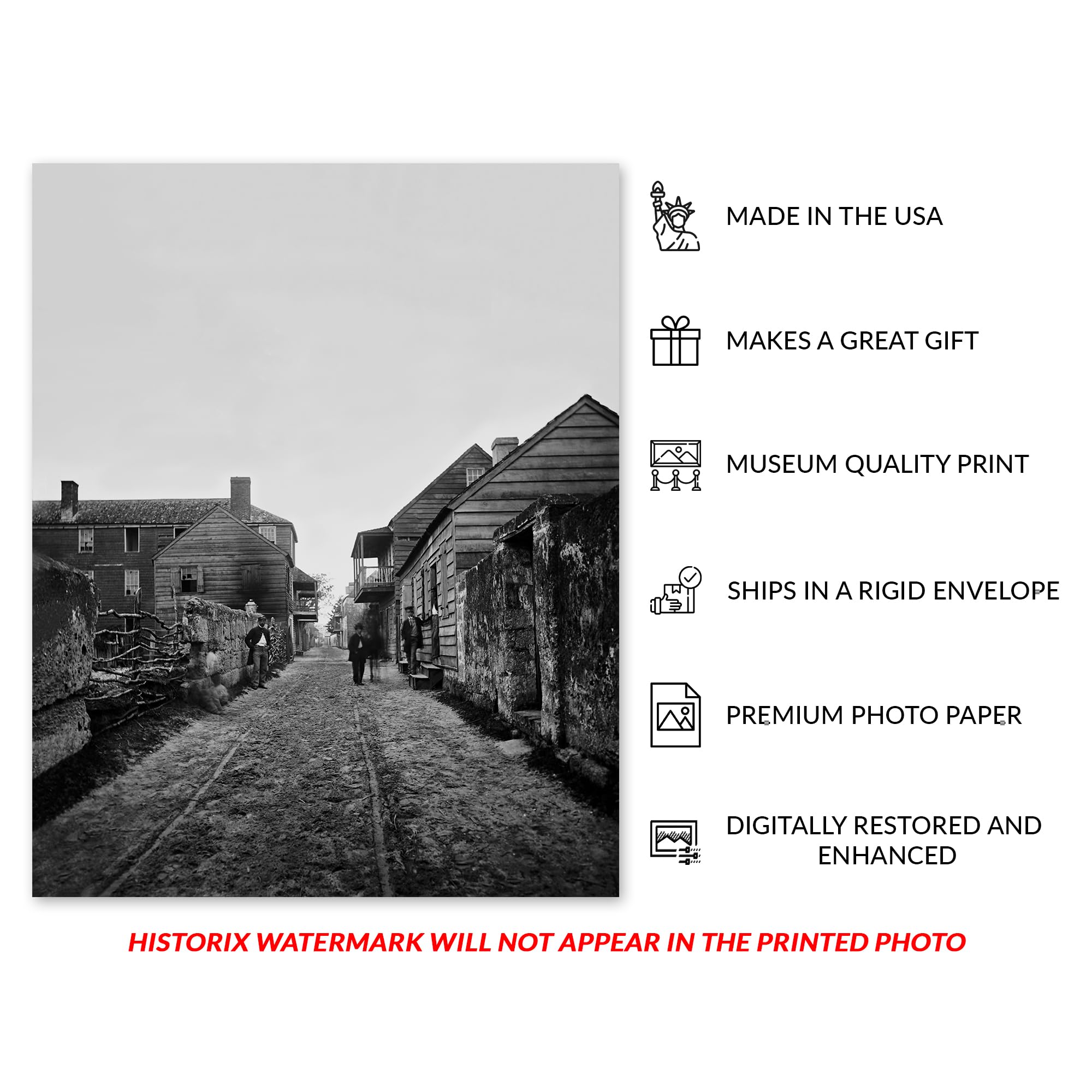 HISTORIX Vintage 1861 St Augustine Florida Photo Print - Old Photo of Saint Augustine Florida Street View During Civil War Wall Art Poster (8x10 Inch) - Image 3