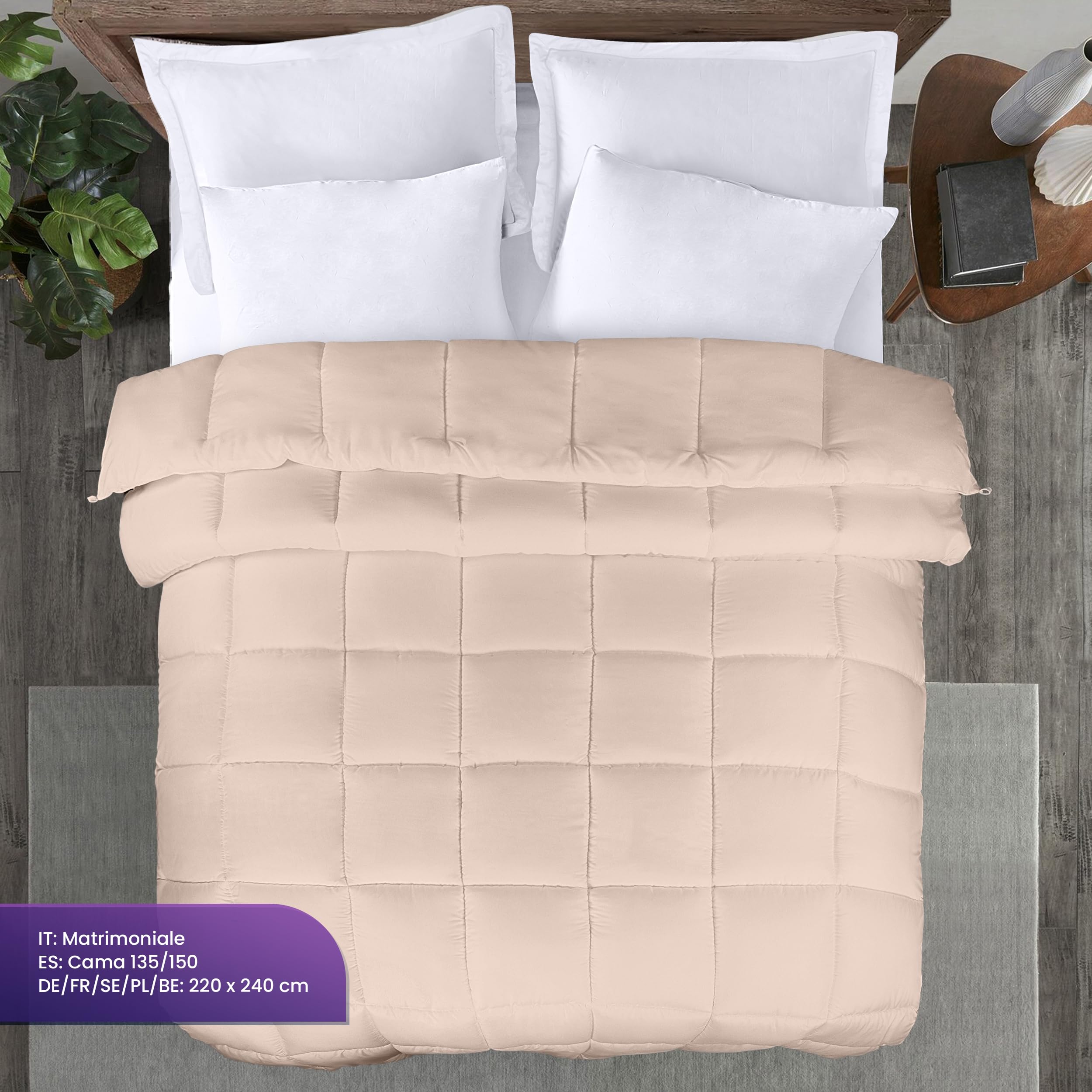 Utopia Bedding Piumone - Piumino Matrimoniale - Piumino Letto Matrimoniale - Trapunta Matrimoniale 100% Microfibra in Fibra Cava - (Beige, 220 x 240 cm- 370 gsm)