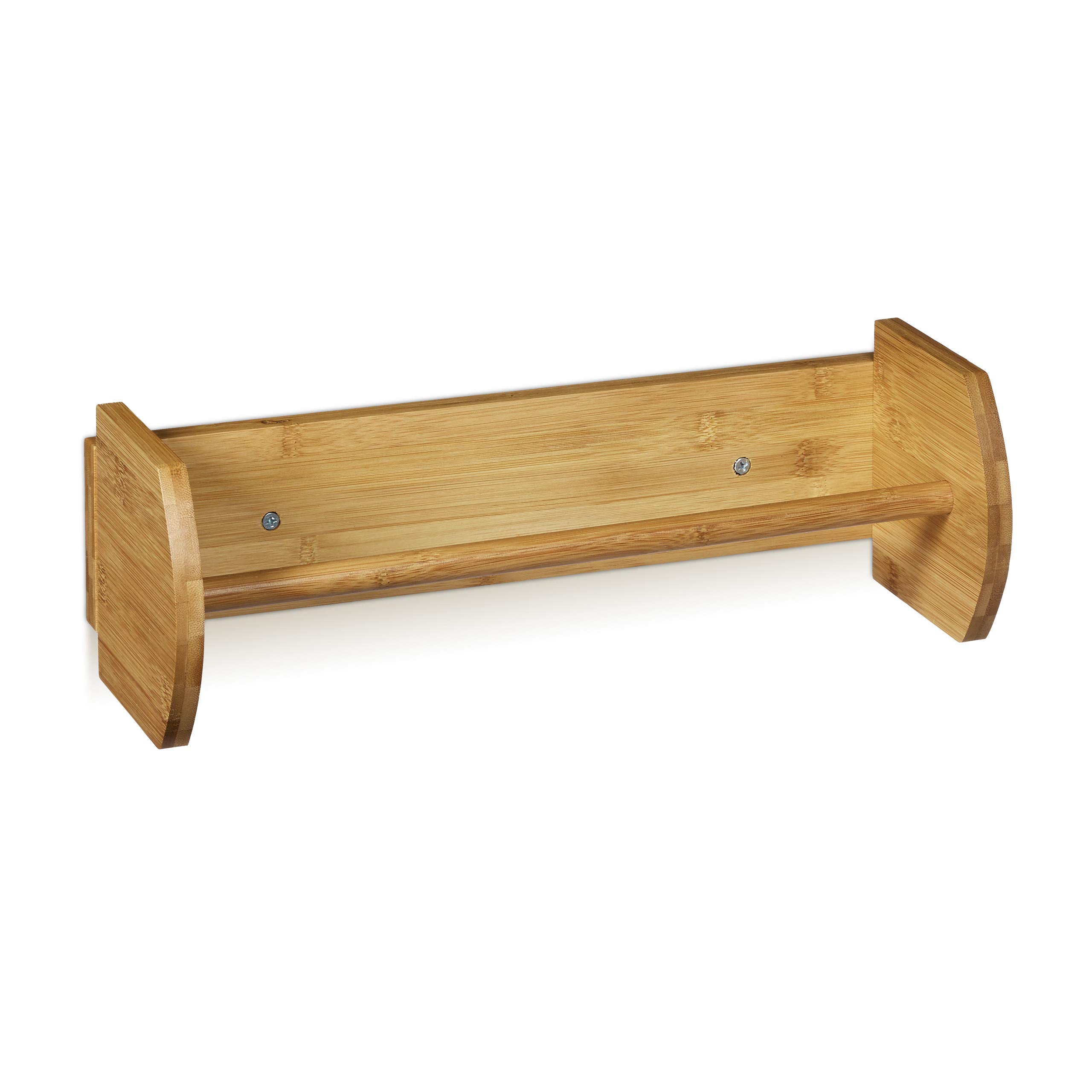 Relaxdays Portarotolo da Parete per la Cucina, in bambù, Supporto a Muro per Rotoli di Carta, Accessorio, Legno Naturale