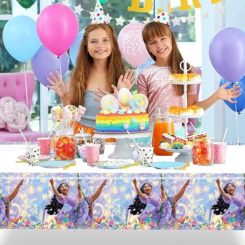 Miniatura 6 de Nuwontun 3 manteles de fiesta de Isabella con temática de Encanto Isabella, decoraciones de fiesta de cumpleaños, cubierta de plástico desechable