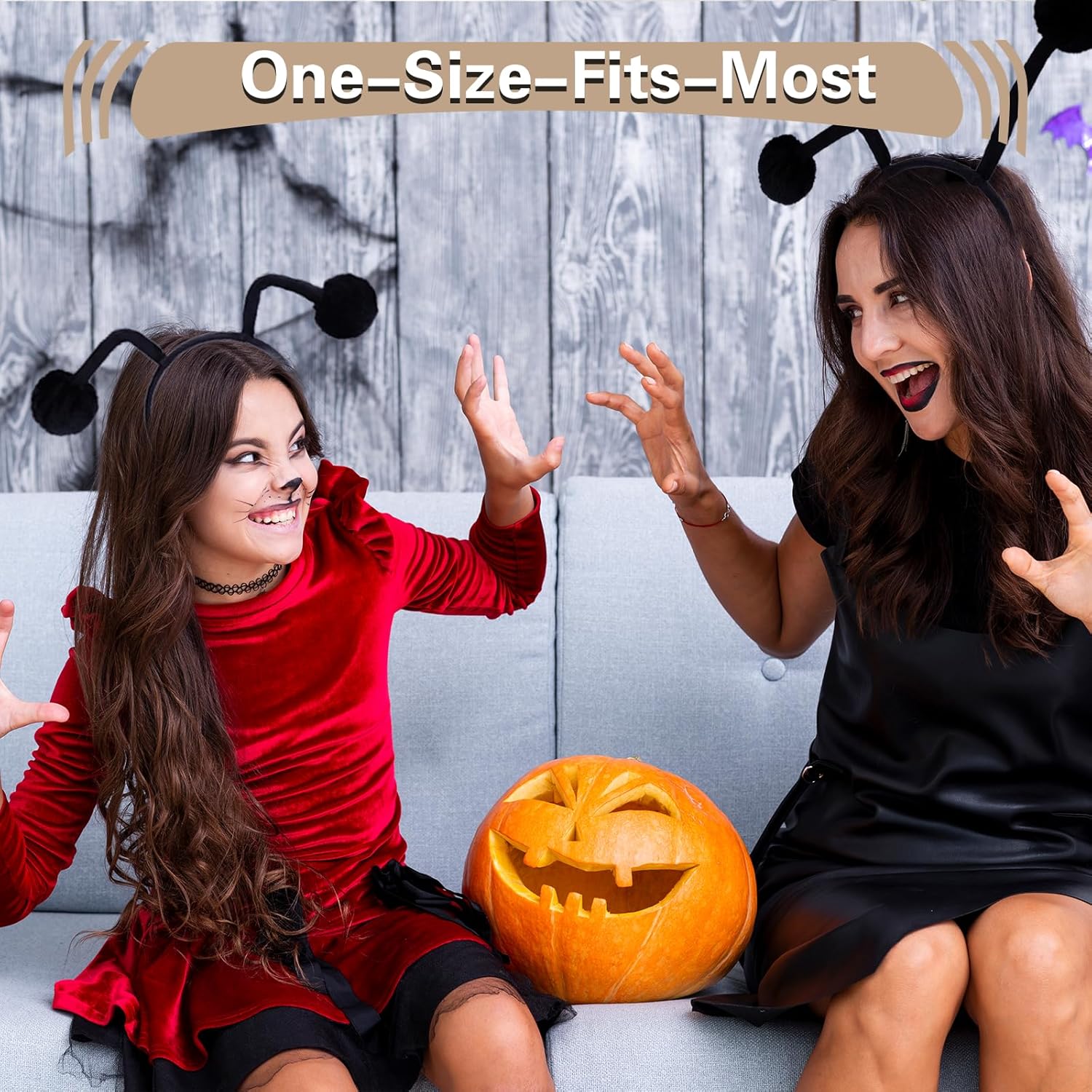 Beviliu Antenna Headband Costume with Bendable Plush Pompom Bopper Bee/Snail/Ant/Insect Cosplay Adult, Halloween Christmas Birthday Party, Black, 1 Pack - Image 6