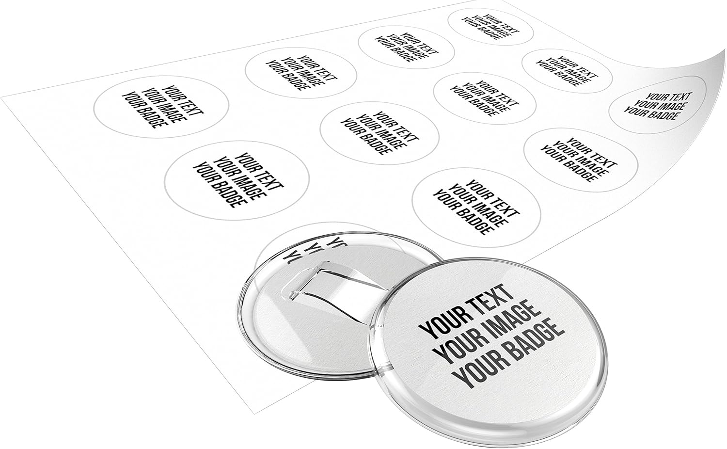 Instant Button Badges Kit 56mm with Clip (Pack of 10) Make Your Own