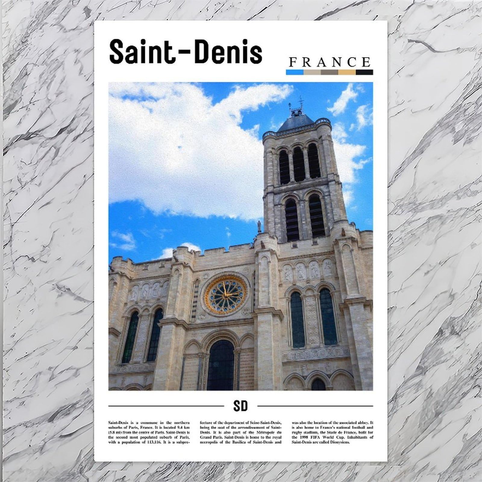 F I N U C B Saint-Denis Reunion Francja podróż dekoracja ścienna dookoła świata podróż sztuka ścienna modne miasto sztuka ścienna wydruki retro estetyczne przeznaczenie bez ramy 50 x 76 cm