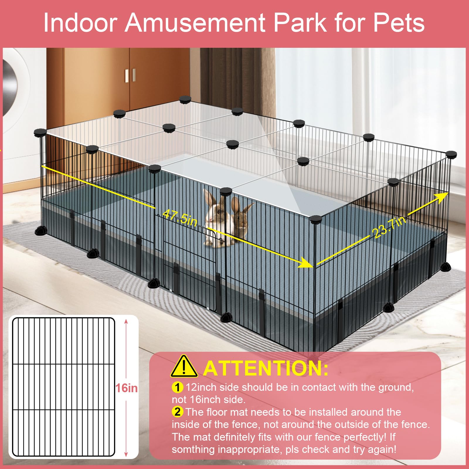 VISCOO Rabbit Playpen - Safe & Sturdy Cage -5
