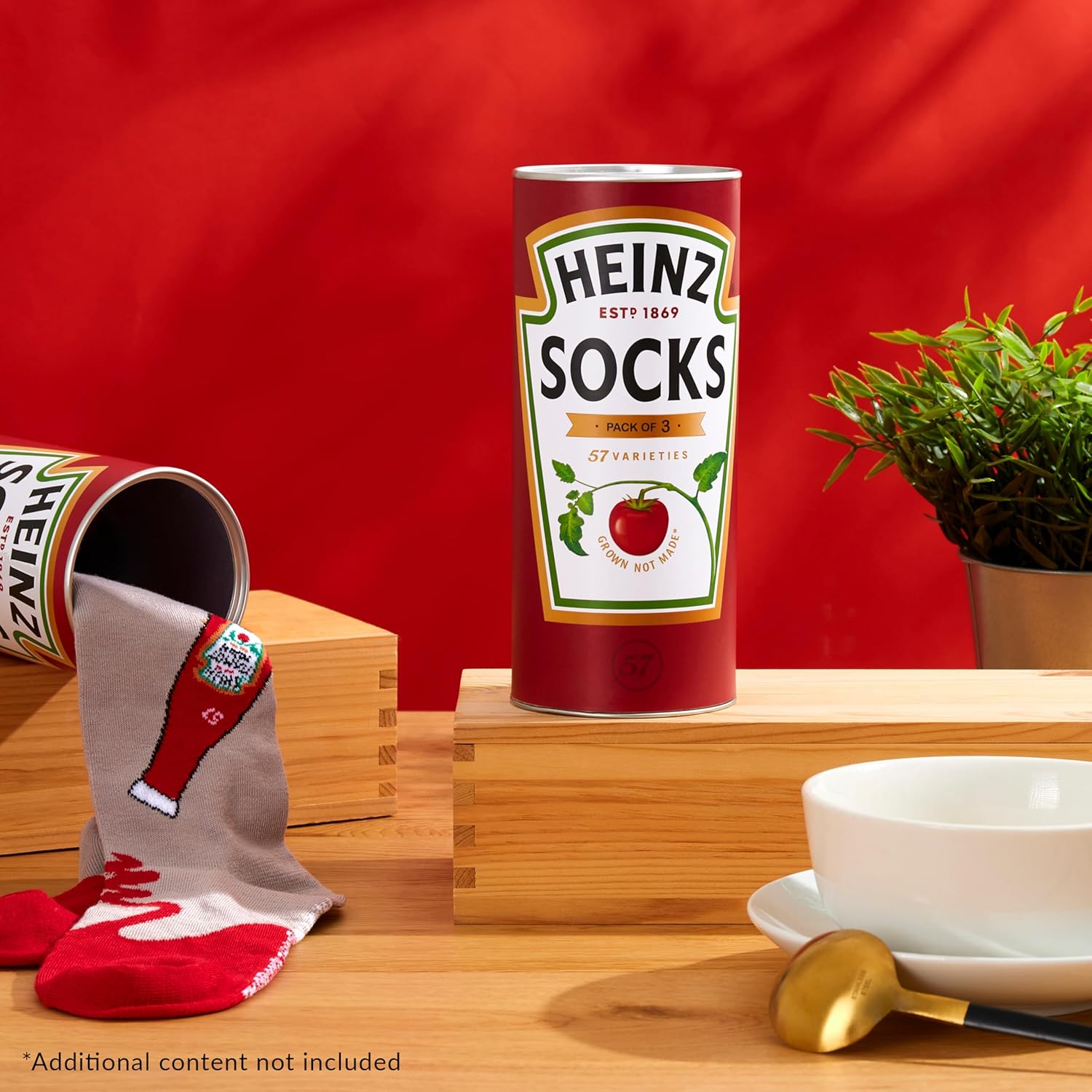 Heinz Socks for Men Teens, Pack of 3 Ketchup Baked Beans Crew Socks in Can, Soft Breathable Size 9–12, Funny Gifts for Him (Red Ketchup) - Image 3