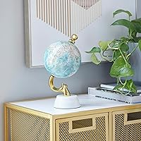 Vista 5 de Deco 79 Globo de aluminio con base de mármol, 5 "x 5" x 10 ", azul