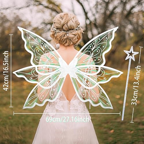 Miniatura 2 de Alas de hadas para adultos, alas de hada y varita brillantes, alas de mariposa, alas de ángel, disfraz de fiesta de Halloween