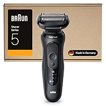 Braun Serie 5 Rasoio Elettrico Barba, Wet&Dry, Regolabarba Uomo, Rasoio Barba, 50 min Di Utilizzo, Senza Fili, 100% Impermeabile, Regolabarba Braun, 52-N1000SI, Nero