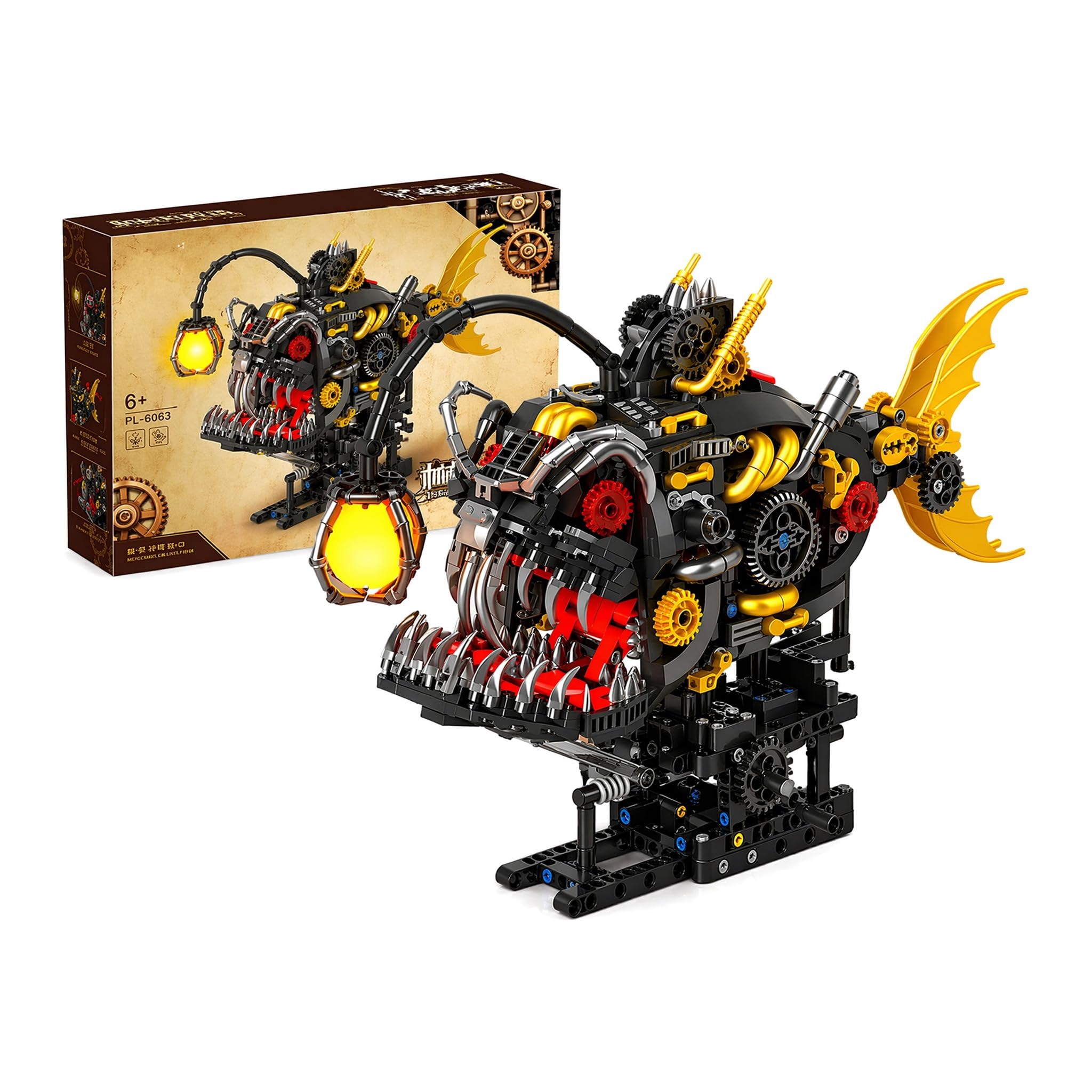 Mechanical Lantern Fish Building Block Sets,Ocean Animal Collection Toy