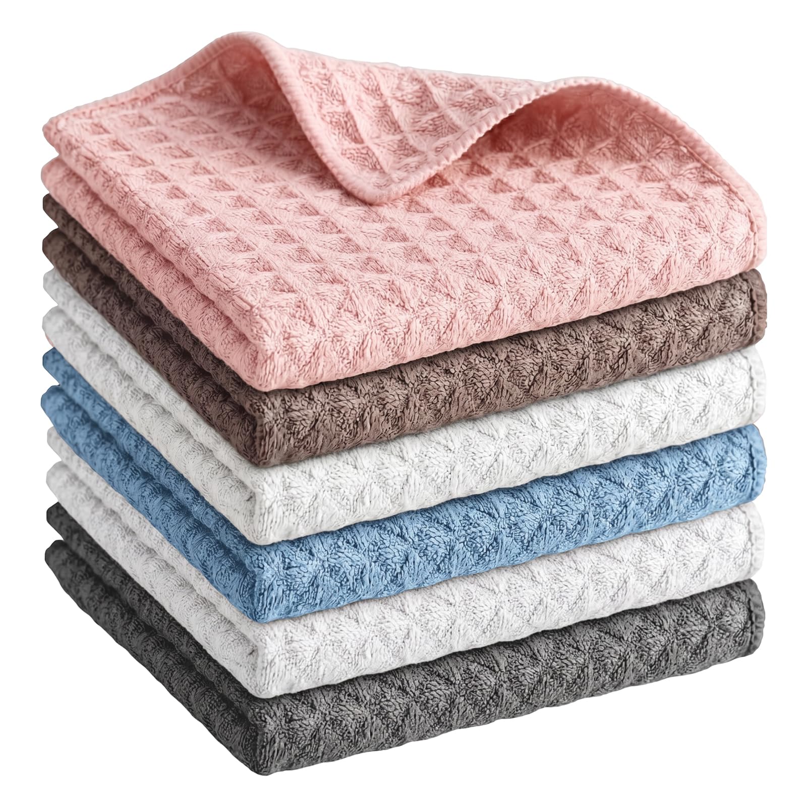 Azoisuwr Gray, Blue, Pink, Coffee Brown, White 6Pcs 12"X12" Microfiber Barista Cloths For Coffee Machine, Coffee Bar Accessories, Perfect For Espresso Machines Steam Wands, Countertops