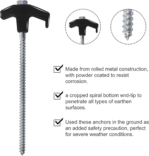 Miniatura 3 de ABCCANOPY Estacas perforables para cobertizos de jardín, adaptador adicional, amarres, color negro