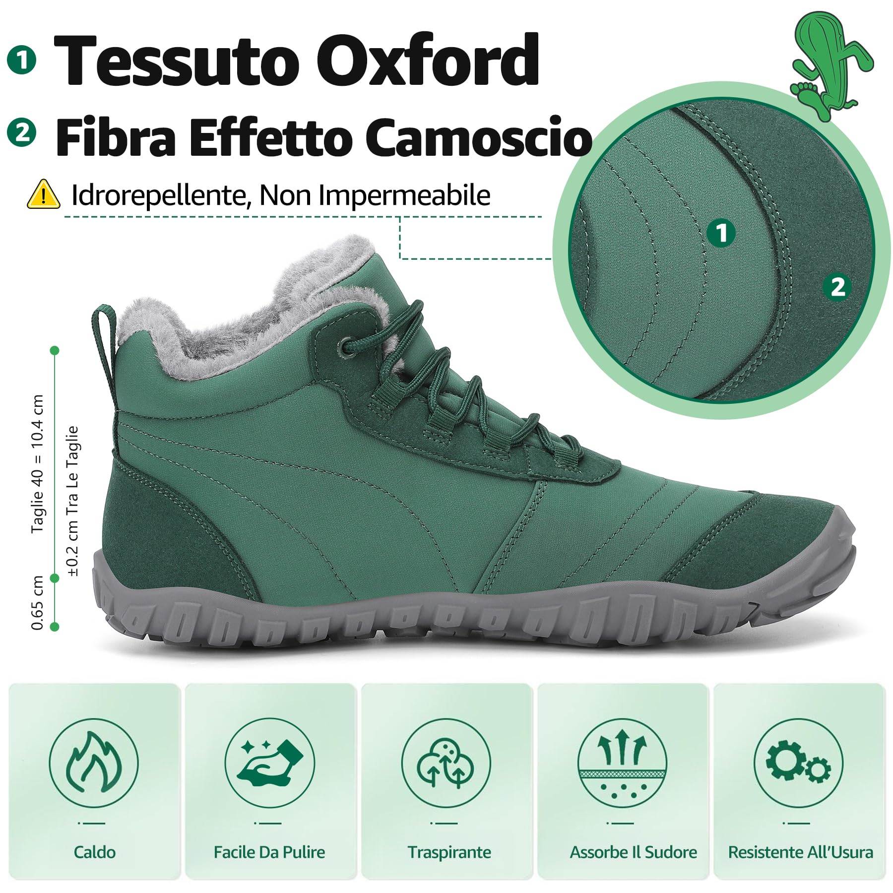 SAGUARO Barefoot Scarpe Invernali Caldo Stivali Neve per Uomo Donna,Gr.36-48
