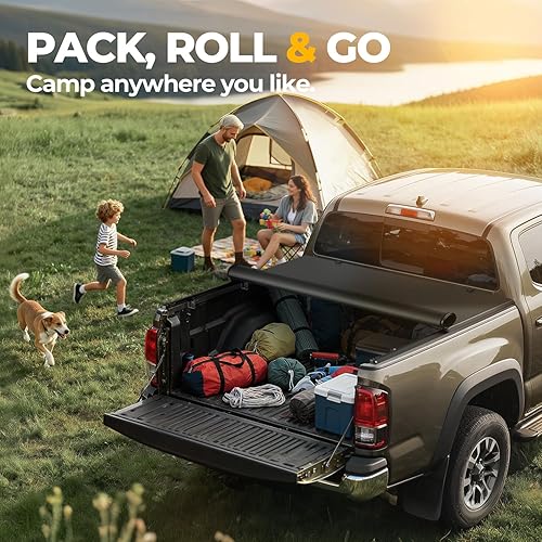 Vista 6 de Auto Dynasty Cubierta tonneau suave enrollable para caja de camioneta compatible con Ford F-150 2004-2014 de 6.5 pies/78 pulgadas, parte superior