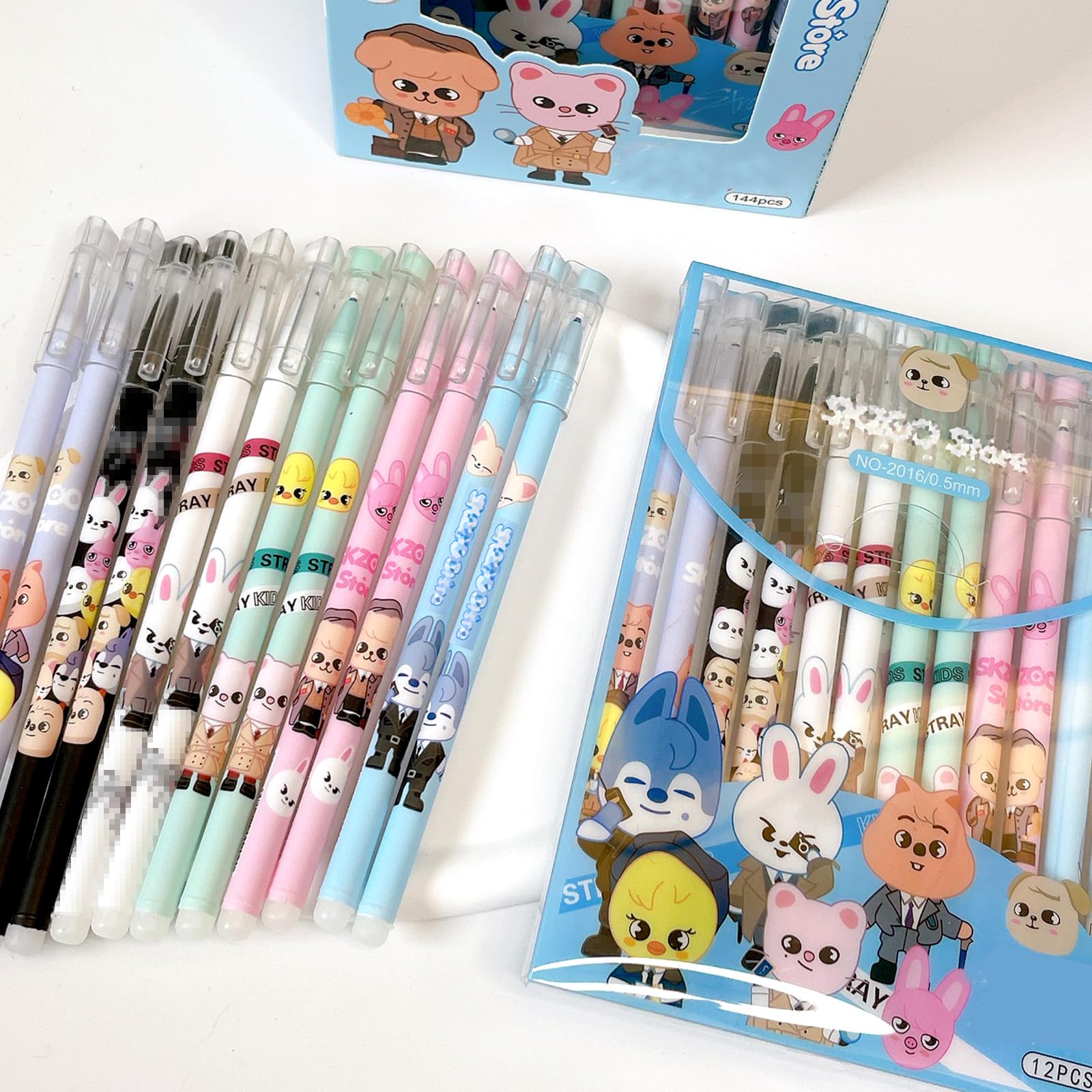 Stay Kids Pen, 24 Pcs Black/Blue 0.5Mm Roller Ball Cute Gel Ink Pens, Kpop Gel Pencils, Skzoo Neutral Pen, Student Supplies - Image 3