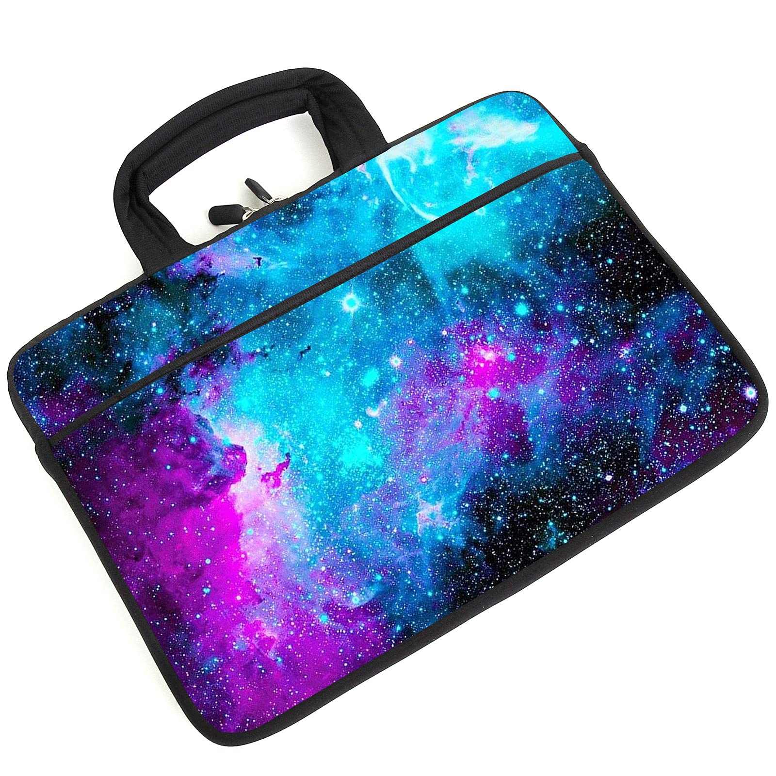 Meffort Inc 11.6 Inch Neoprene Laptop Sleeve - Rainbow Music Note Print, Hidden Handle & Shoulder Strap