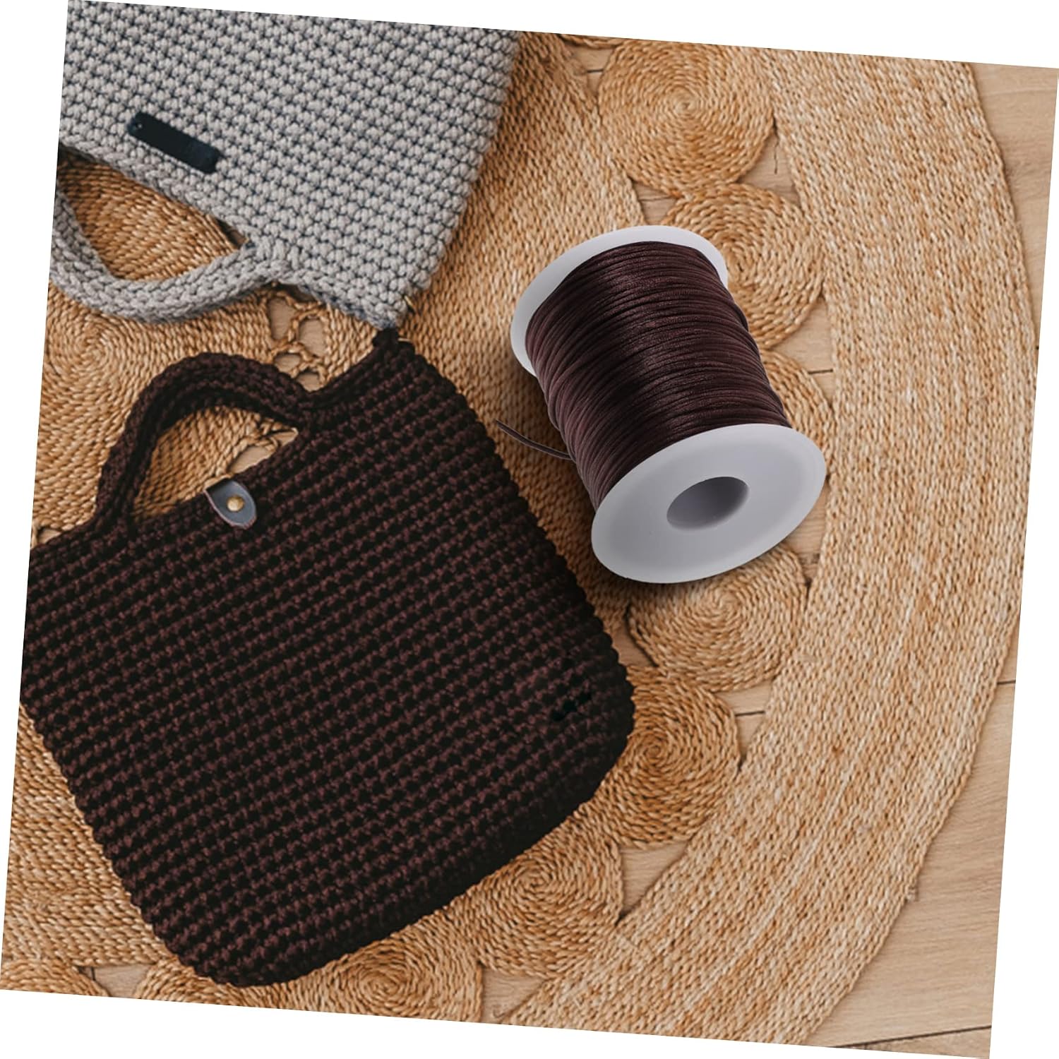 OSALADI 2 Rolls Knitting Thread for Crafts Crochet Thread for DIY Hand Sewing for Coasters Cushions and Handmade Projects Flexible and Durable