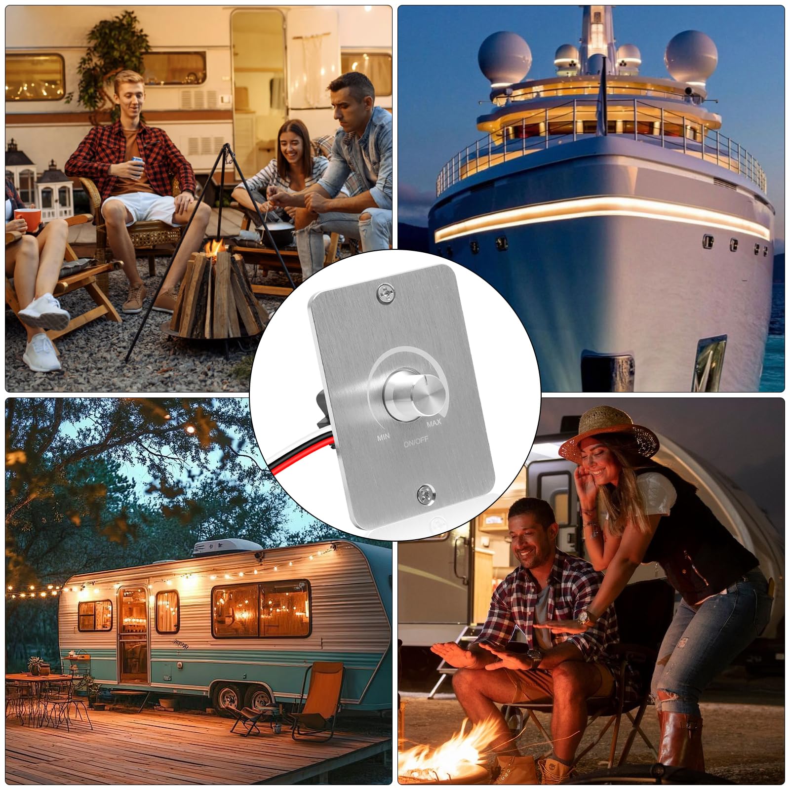 VOSSOT interruptor regulador de luz de 12 V para lámparas LED, regulador de luz de 12 V y 5 A para lámparas LED, sin parpadeos, regulable de forma continua – dimmer para iluminación de autocaravanas