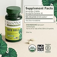 Vista 3 de Banyan Botanicals Brahmi/Gotu Kola Tablets - USDA Organic - 90 tabletas - Centella asiática - Apoya la concentración, el estado de alerta y un
